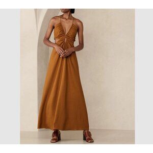 Banana Republic Womens Manon Linen Blend Maxi Dress | Timeless Ochre Size 4